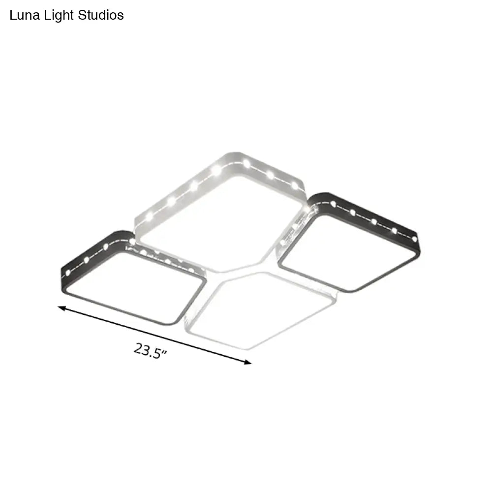 Modernist Style Acrylic Flush Mount Bedroom Lighting - 19.5’/23.5’ Square Led Ceiling Light In