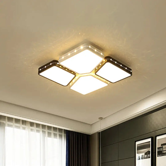 Modernist Style Acrylic Flush Mount Bedroom Lighting - 19.5’/23.5’ Square Led Ceiling Light In