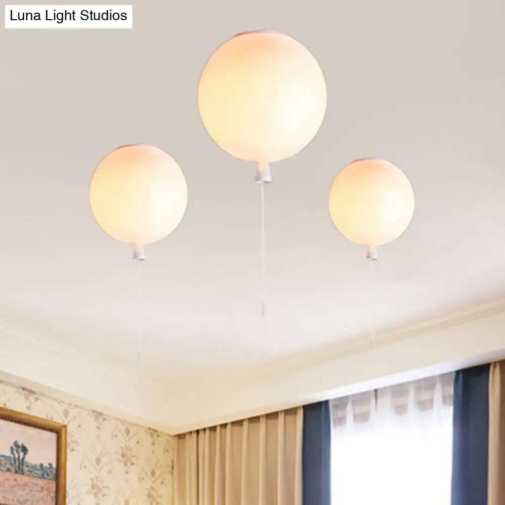 Modernist Style Balloon Shade Suspension Lamp - 8/10 Width White Ceiling For Living Room / 8