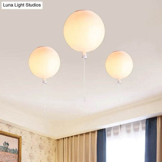 Modernist Style Balloon Shade Suspension Lamp - 8/10 Width White Ceiling For Living Room / 8