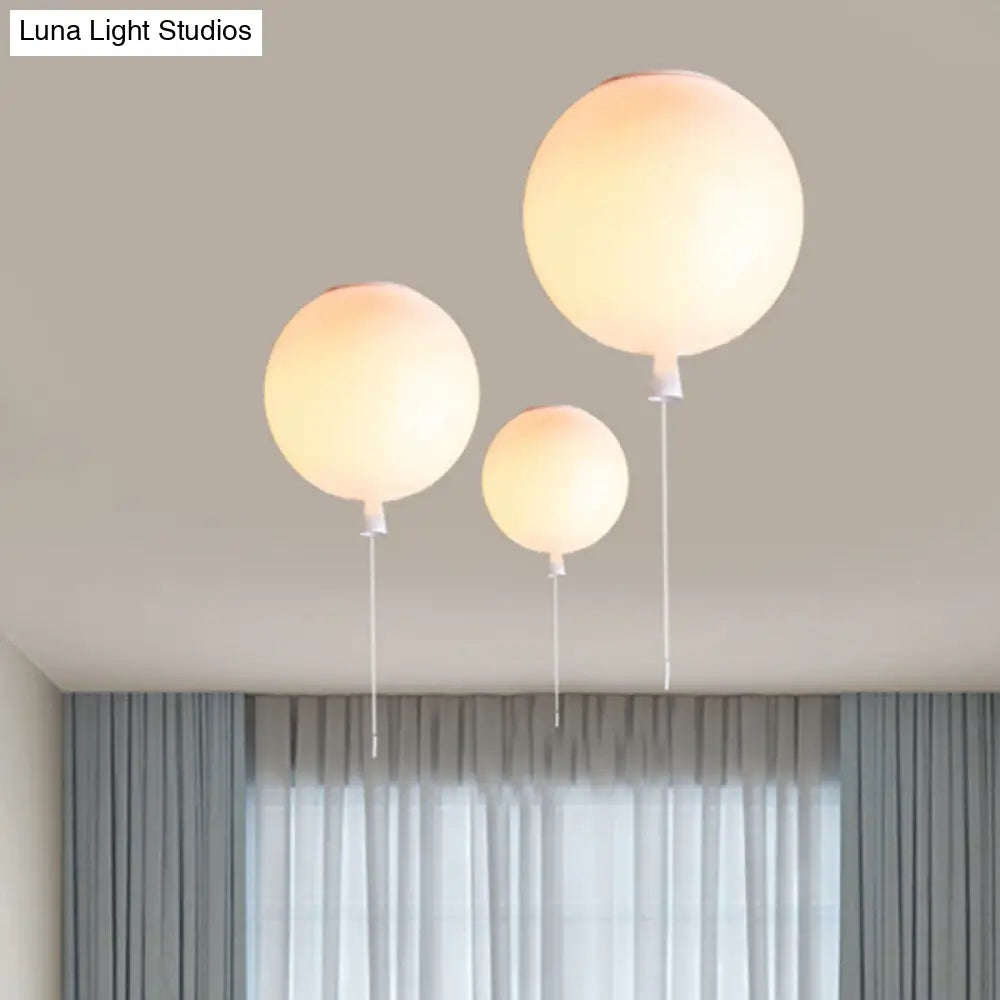 Modernist Style Balloon Shade Suspension Lamp - 8/10 Width White Ceiling For Living Room / 10