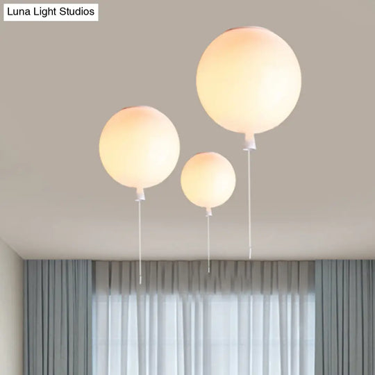 Modernist Style Balloon Shade Suspension Lamp - 8/10 Width White Ceiling For Living Room / 10