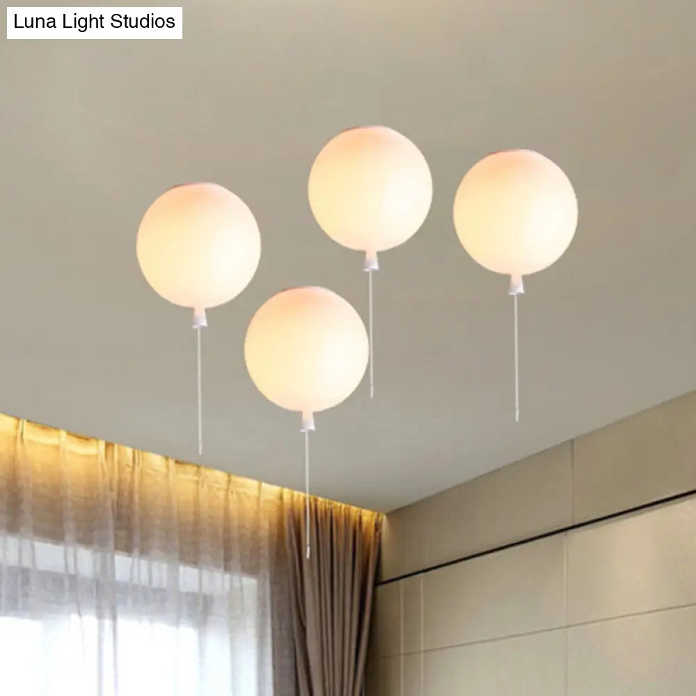 Modernist Style Balloon Shade Suspension Lamp - 8/10 Width White Ceiling For Living Room / 14