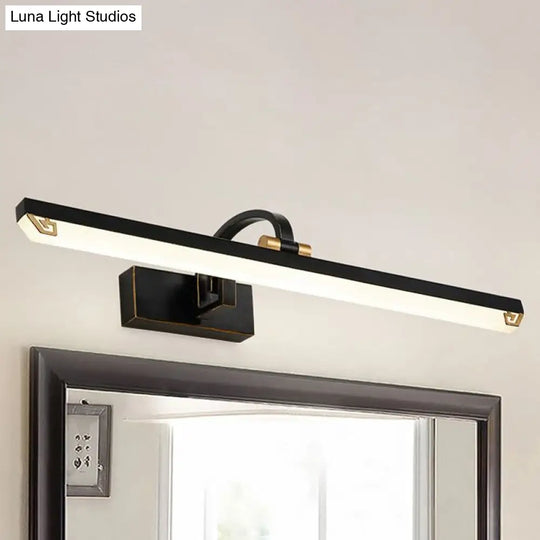 Modernist Style Black Finish Linear Vanity Light: 16/22 Wide Led Acrylic And Metal Wall Lamp For