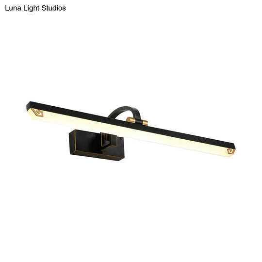 Modernist Style Black Finish Linear Vanity Light: 16/22 Wide Led Acrylic And Metal Wall Lamp For