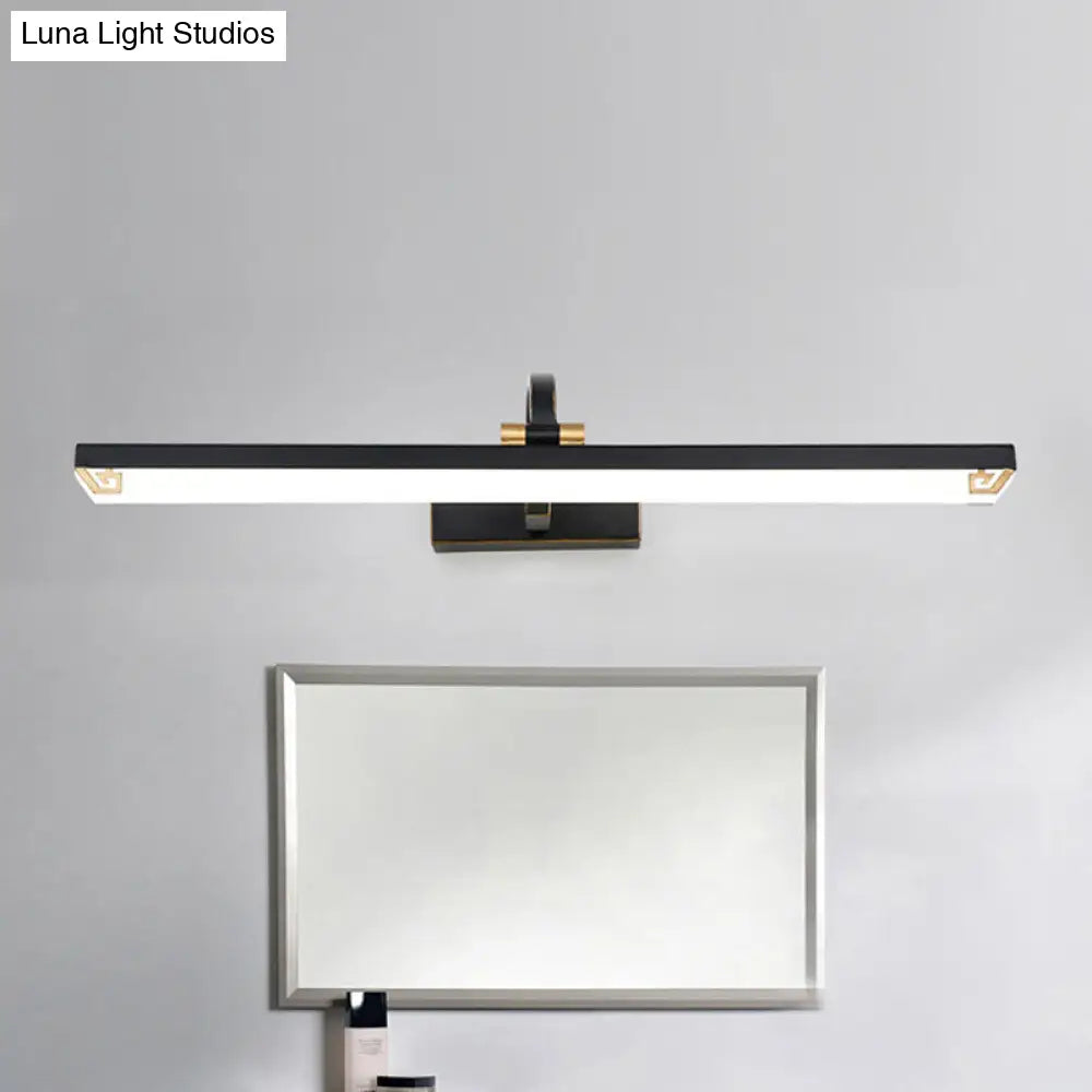 Modernist Style Black Finish Linear Vanity Light: 16/22 Wide Led Acrylic And Metal Wall Lamp For