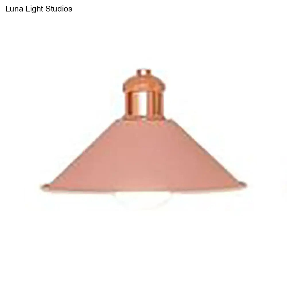 Modernist Conical Suspended Lamp - 1 Light Hanging Fixture In Black/White For Living Room Pink