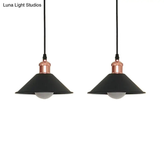 Modernist Style Conical Suspended Lamp - Metallic Hanging Light Fixture 1 Black/White Living Room