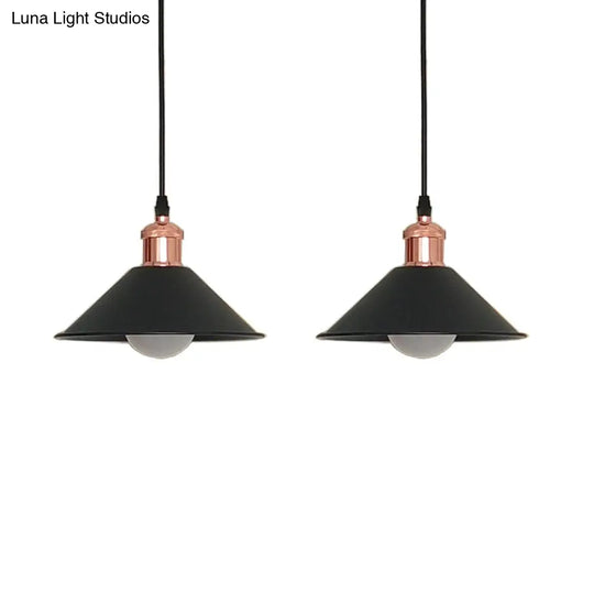 Modernist Conical Suspended Lamp - 1 Light Hanging Fixture In Black/White For Living Room