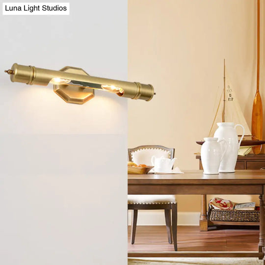 Modernist Style Gold Tube Vanity Lighting: 14/18 Wide 2-Head Metal Wall Light Fixture For Corridor