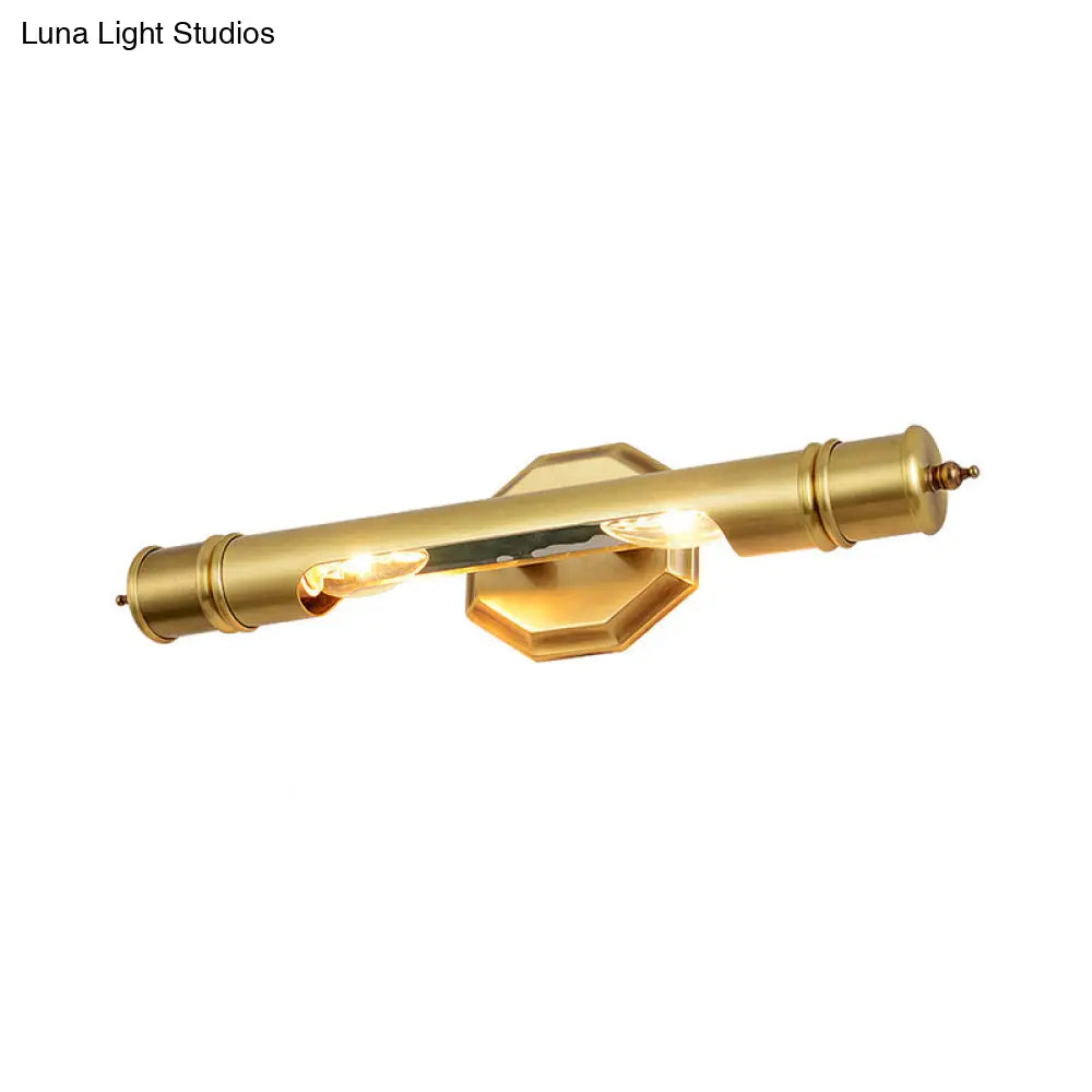 Modernist Style Gold Tube Vanity Lighting: 14/18 Wide 2-Head Metal Wall Light Fixture For Corridor