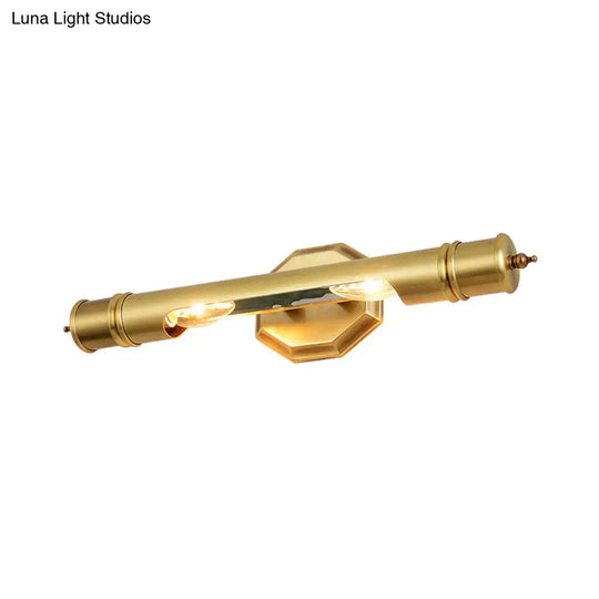 Modernist Style Gold Tube Vanity Lighting: 14/18 Wide 2-Head Metal Wall Light Fixture For Corridor