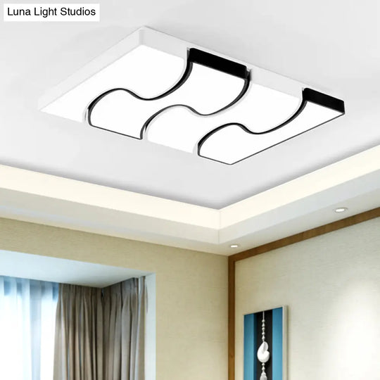 Modernist Style Led Flush Mount Lighting In White - 16.5’/27’ Width For Living Room