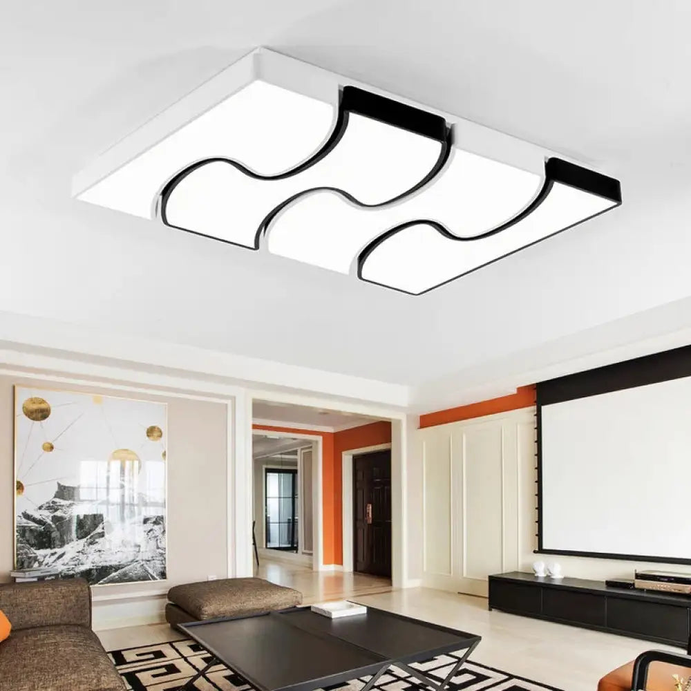Modernist Style Led Flush Mount Lighting In White - 16.5’/27’ Width For Living Room / 16.5’