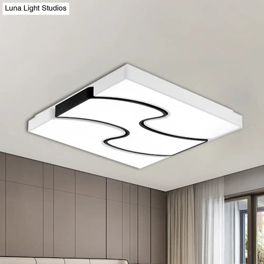 Modernist Style Led Flush Mount Lighting In White - 16.5’/27’ Width For Living Room