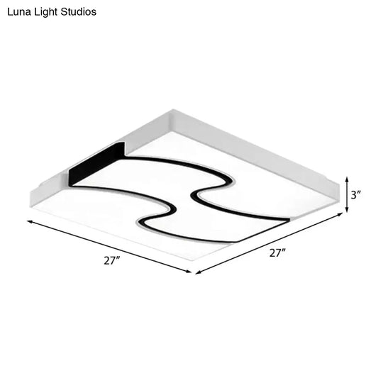 Modernist Style Led Flush Mount Lighting In White - 16.5/27 Width For Living Room