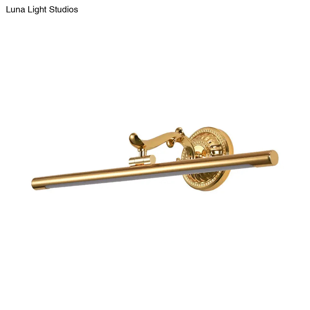 Modernist Style Led Vanity Wall Light In Linear Metallic Design 16/21.5 Width Brass/Gold Finish