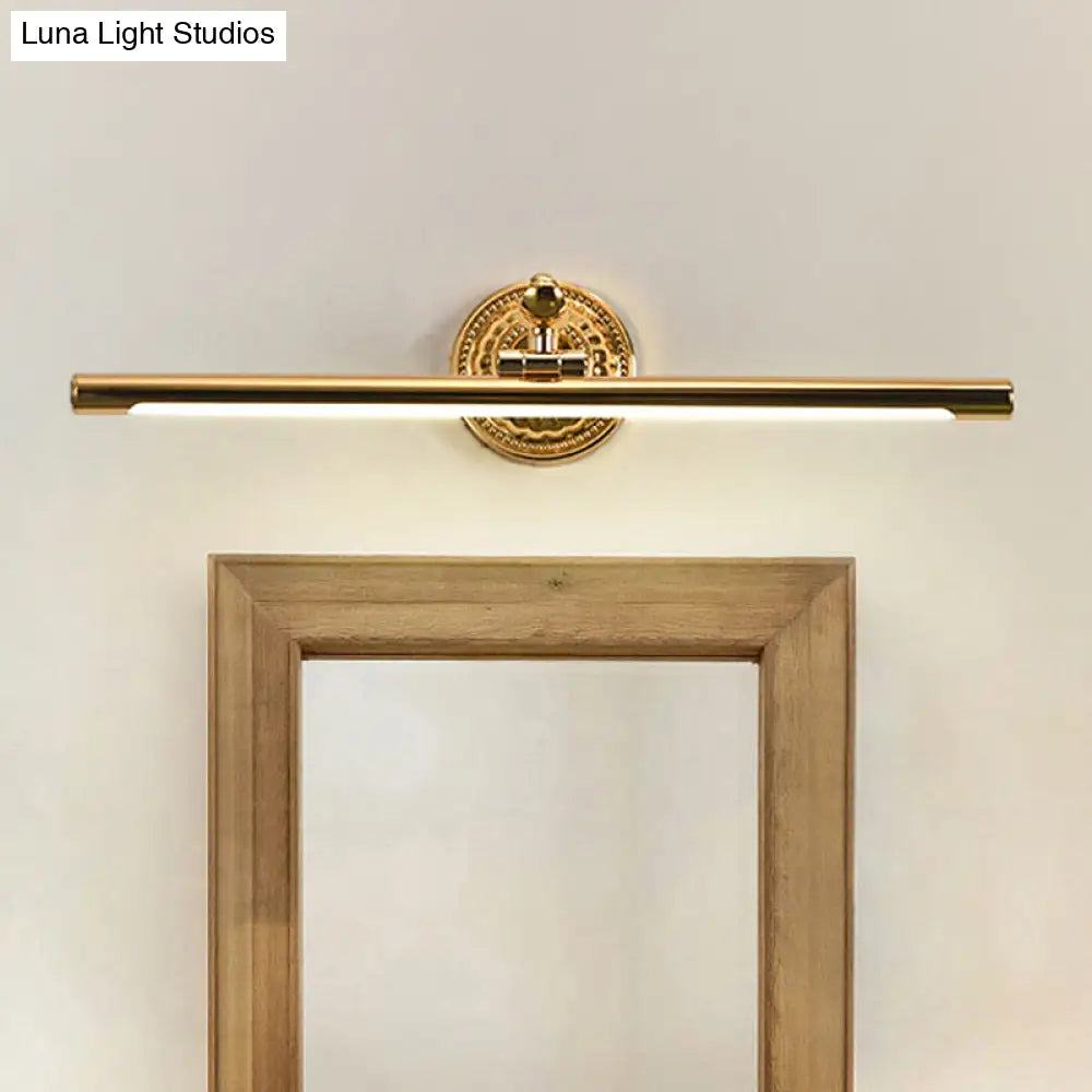 Modernist Style Led Vanity Wall Light In Linear Metallic Design 16/21.5 Width Brass/Gold Finish