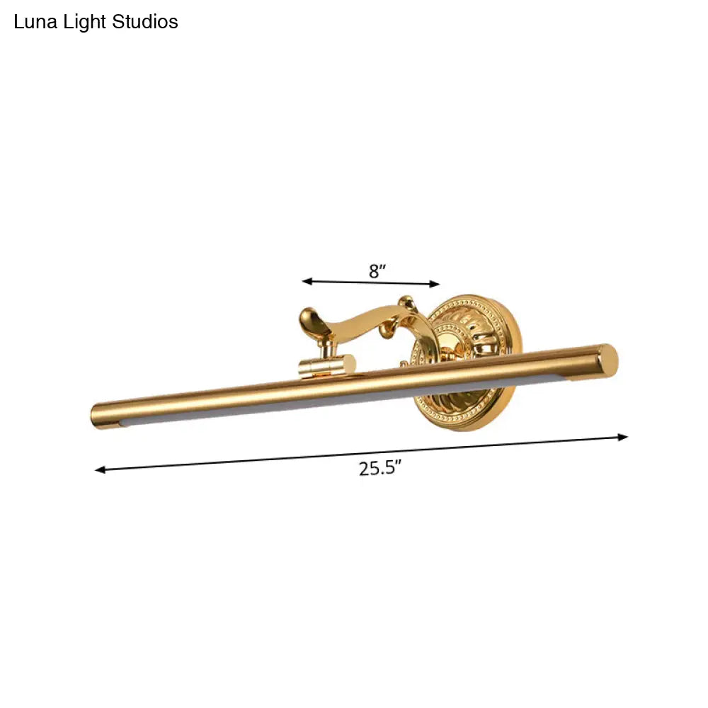 Modernist Style Led Vanity Wall Light In Linear Metallic Design 16/21.5 Width Brass/Gold Finish