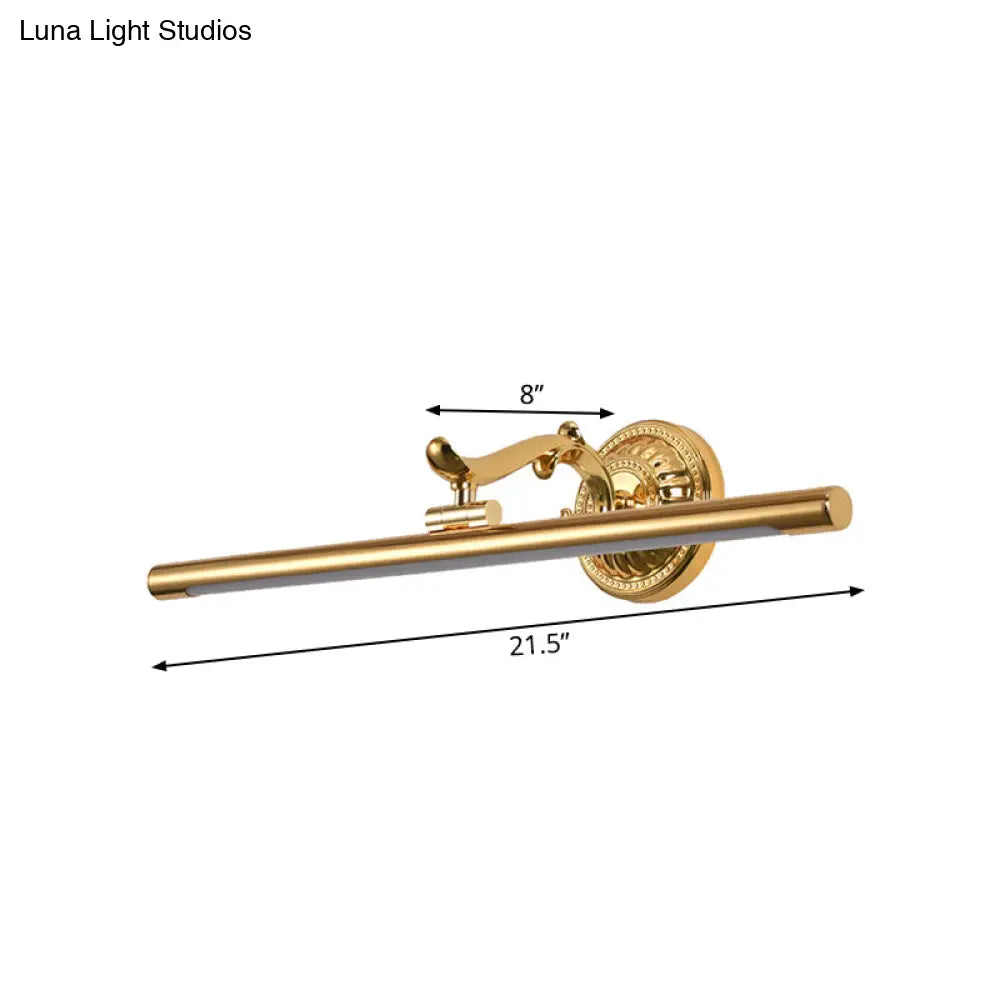 Modernist Style Led Vanity Wall Light In Linear Metallic Design 16/21.5 Width Brass/Gold Finish