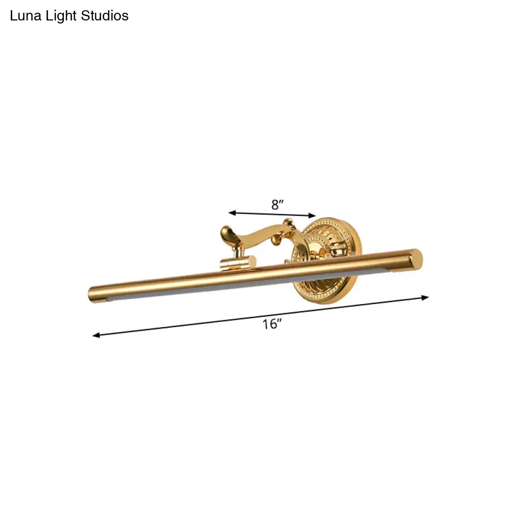 Modernist Style Led Vanity Wall Light In Linear Metallic Design 16/21.5 Width Brass/Gold Finish