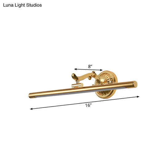 Modernist Style Led Vanity Wall Light In Linear Metallic Design 16/21.5 Width Brass/Gold Finish