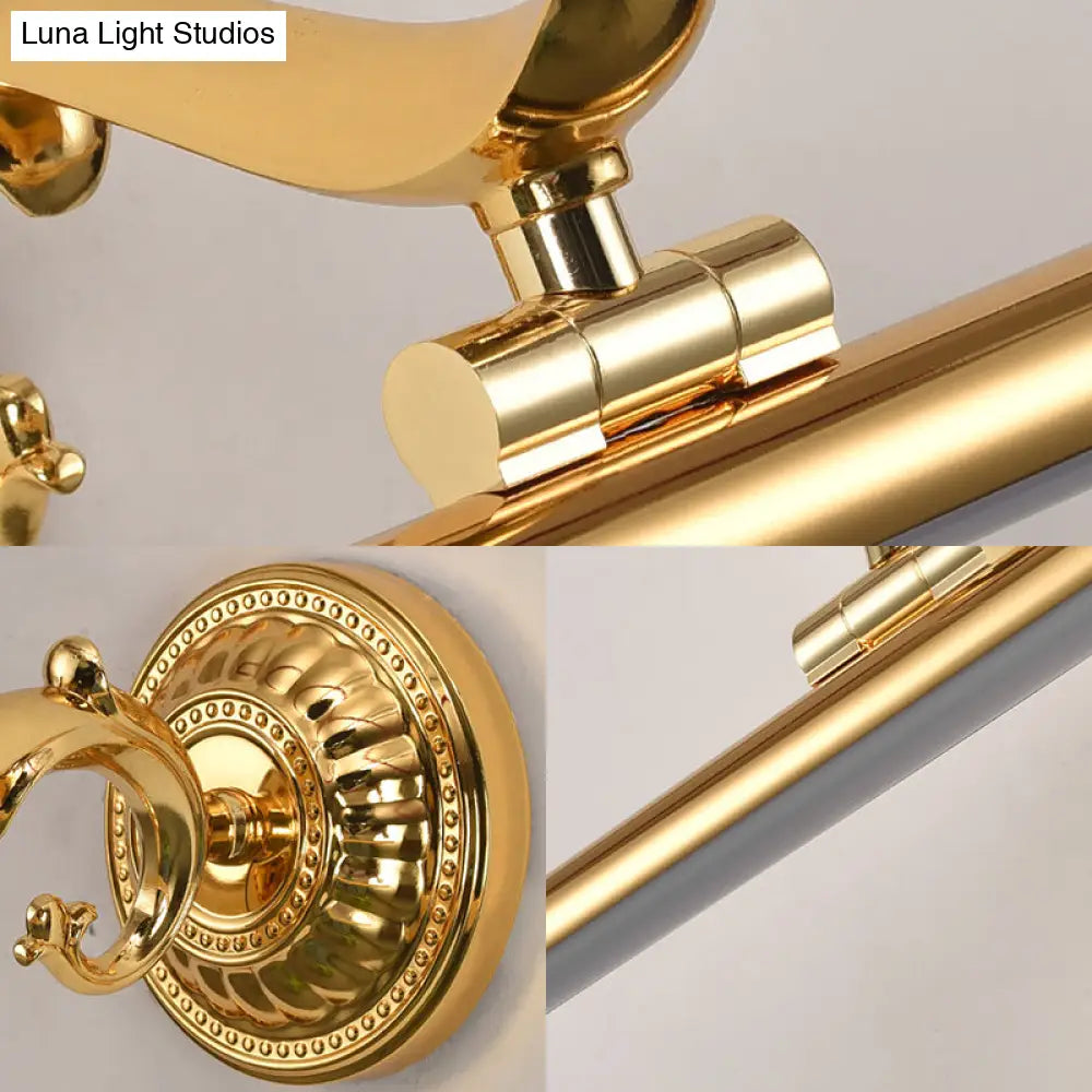 Modernist Style Led Vanity Wall Light In Linear Metallic Design 16/21.5 Width Brass/Gold Finish