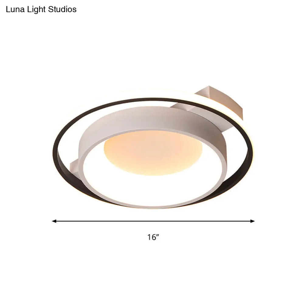 Modernist Style Metallic Dish Ceiling Lamp - 16/19.5 Dia Led Flush Mount In Warm/White Light
