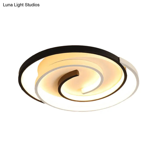 Modernist Swirling Flush Mount Ceiling Light Acrylic Led Lamp - Black 18/21.5 Wide