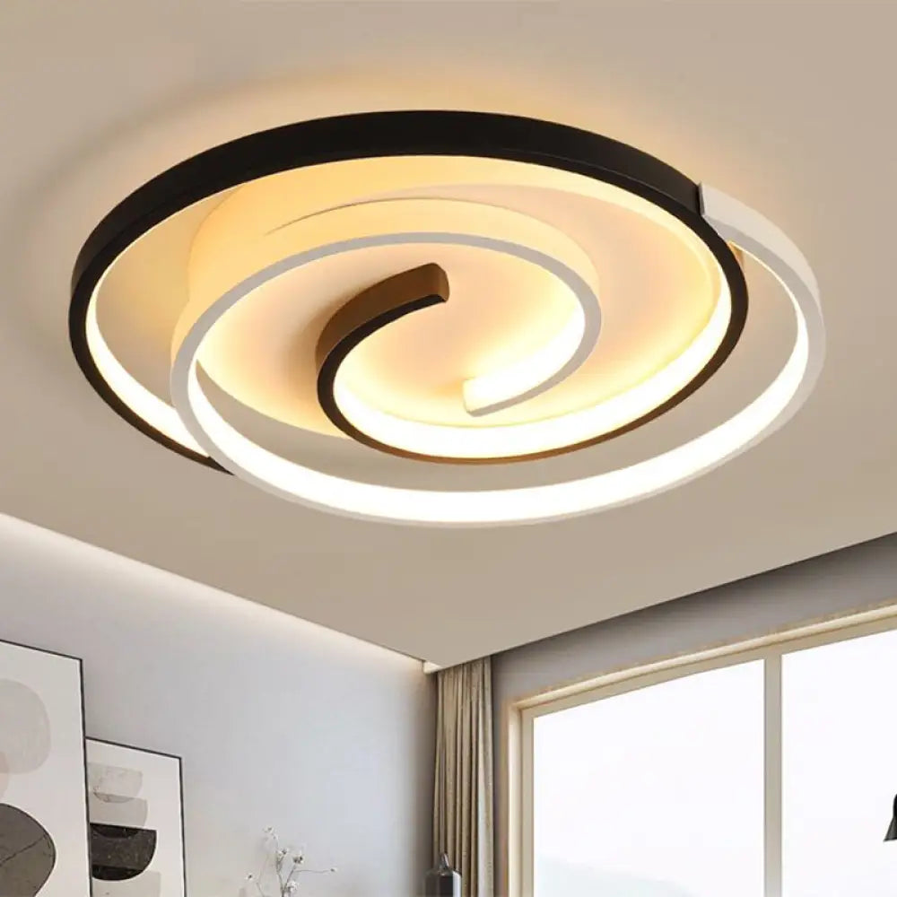 Modernist Swirling Flush Mount Ceiling Light Acrylic Led Lamp - Black 18’/21.5’ Wide / 18’