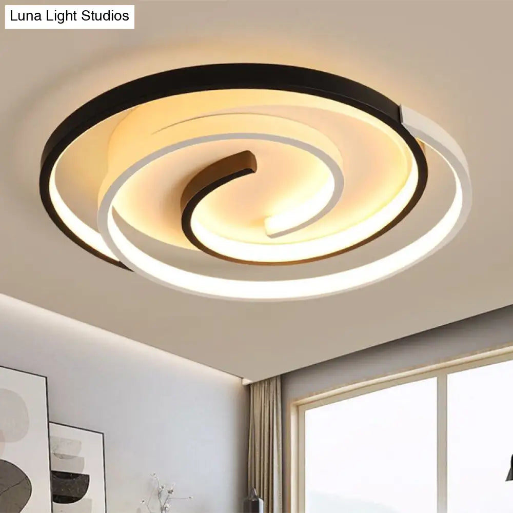 Modernist Swirling Flush Mount Ceiling Light Acrylic Led Lamp - Black 18/21.5 Wide / 18