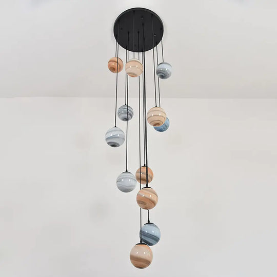 Modernist Textured Glass Pendant Light With Multi-Light Suspension - Black 12 /