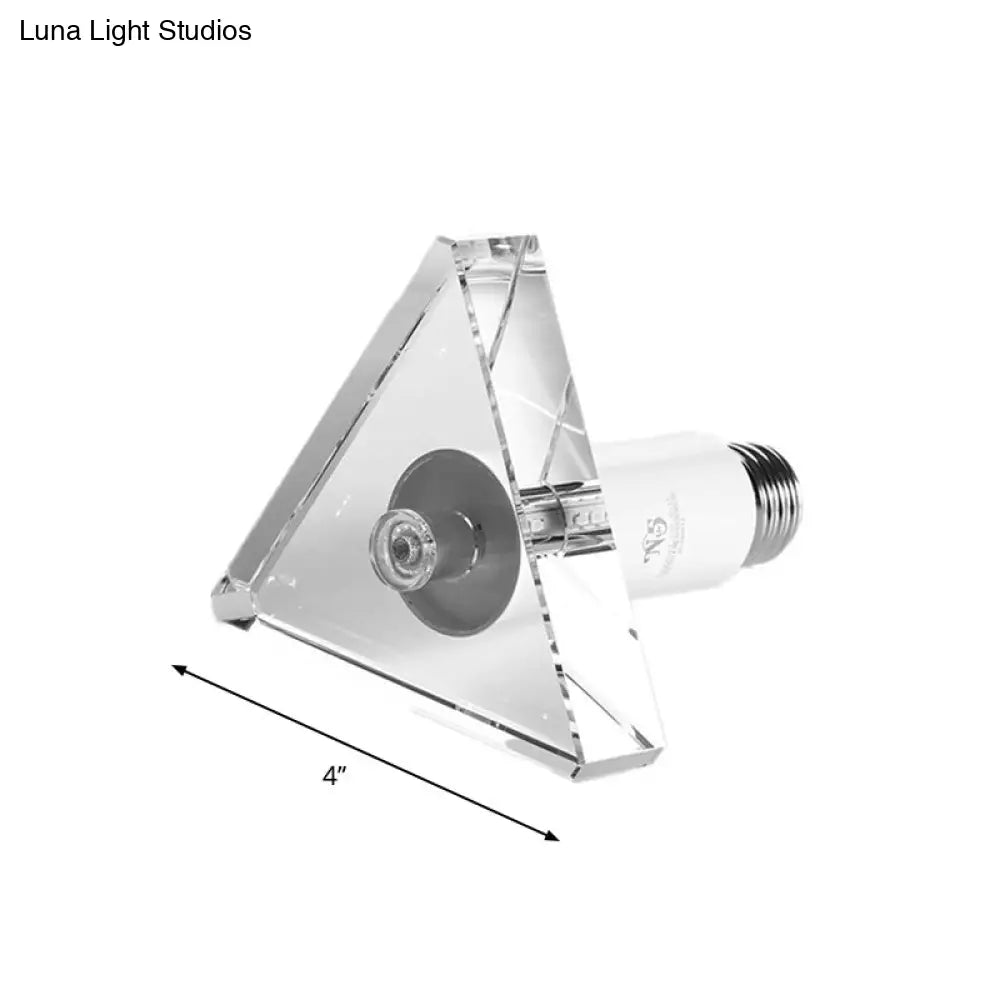 Modernist Triangle Led Ceiling Light With Clear Crystal-Flush Mount For Corridors
