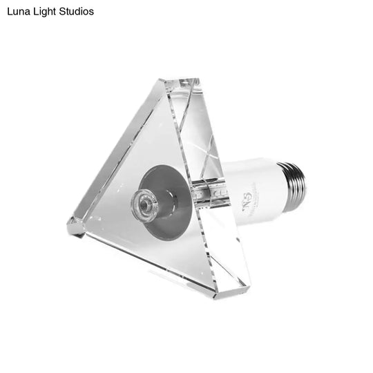 Modernist Triangle Led Ceiling Light With Clear Crystal-Flush Mount For Corridors