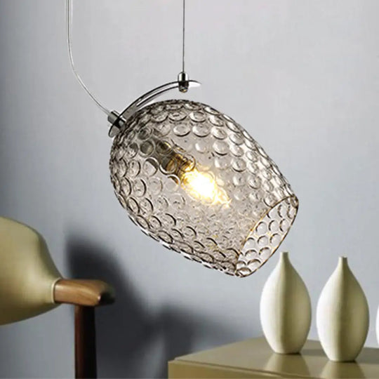 Modernist Tulip Pendant Light With Prismatic Glass - Clear/Amber/Smoke Smoke Gray