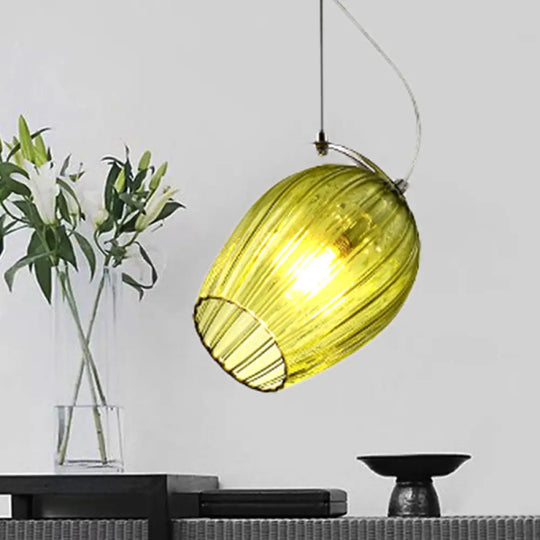 Modernist Tulip Pendant Light With Prismatic Glass - Clear/Amber/Smoke Green