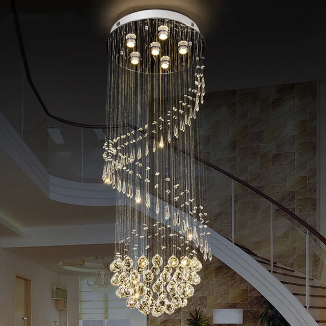 Modernist Twirl Crystal Pendant Light - 6-Light LED Cluster, Silver ...