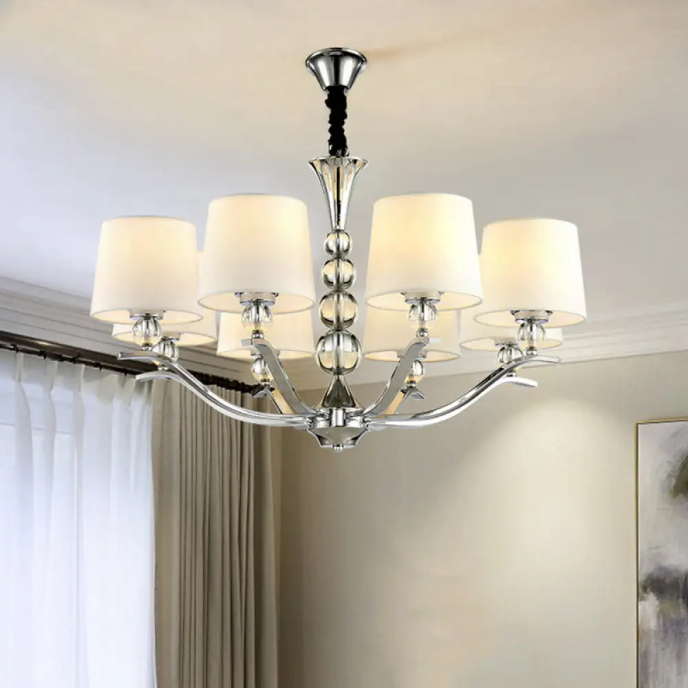 Modernist White Barrel Shade Chandelier Light Fixture - 6/8 Lights Radial Ceiling Pendant Lamp