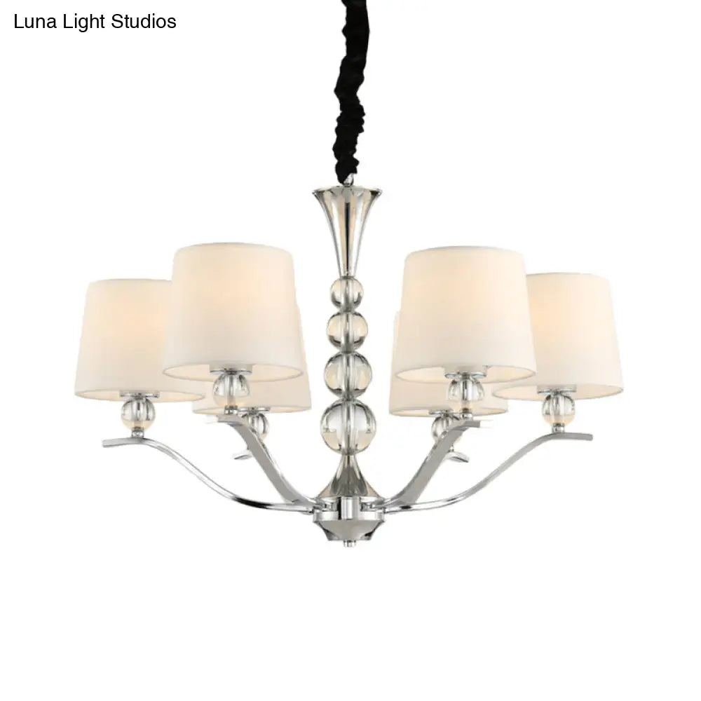 Modernist Barrel Shade Chandelier - 6/8-Light Fabric Radial Ceiling Pendant White 30.5/26.5 Wide