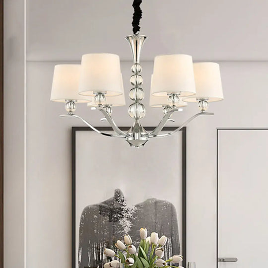 Modernist White Barrel Shade Chandelier Light Fixture - 6/8 Lights Radial Ceiling Pendant Lamp