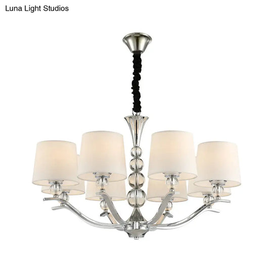 Modernist Barrel Shade Chandelier - 6/8-Light Fabric Radial Ceiling Pendant White 30.5/26.5 Wide