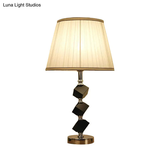 Modernist White Crystal Block Table Lamp With Conical Design - Perfect For Living Room Lighting