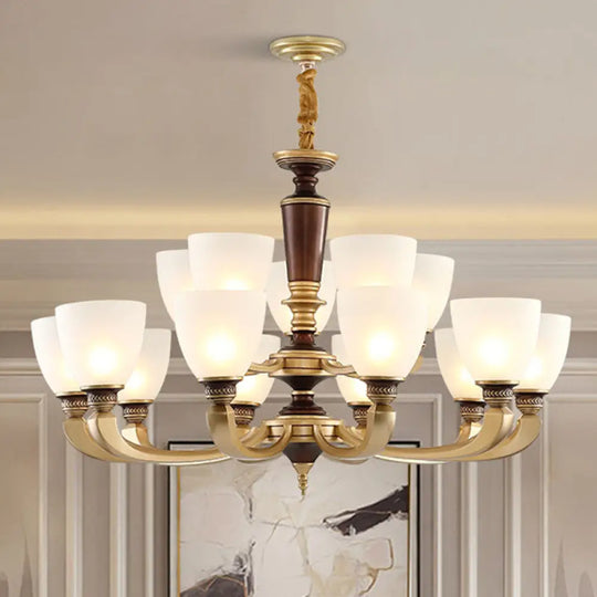 Modernist White Frosted Glass Brass Bowl Pendant Ceiling Light Chandelier Kit 1 /