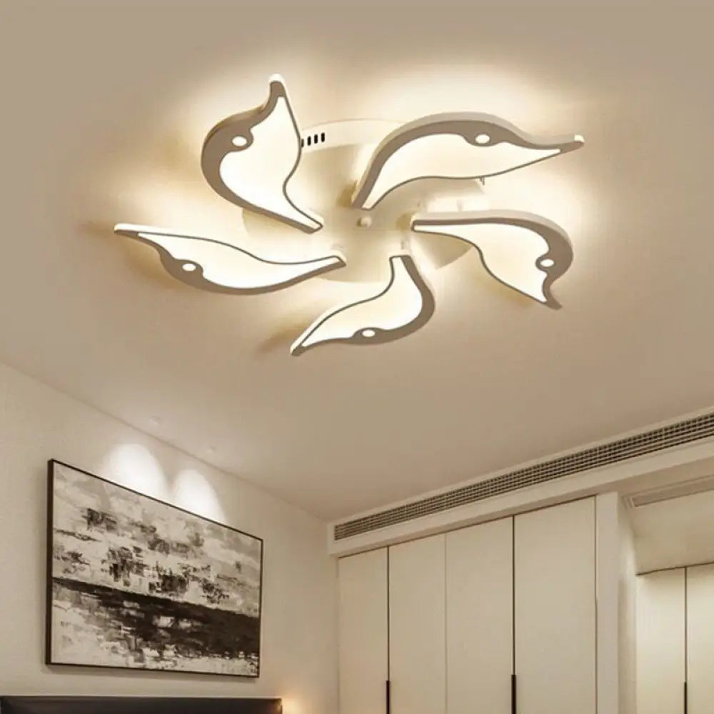 Modernist White Led Ceiling Light For Bedroom - Acrylic Flush Mount Fixture In Warm/White
