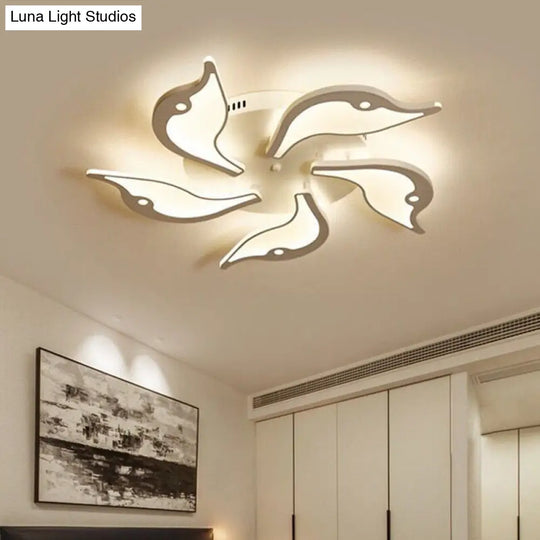 Modernist White Led Ceiling Light For Bedroom - Acrylic Flush Mount Fixture In Warm/White 23.5/27.5