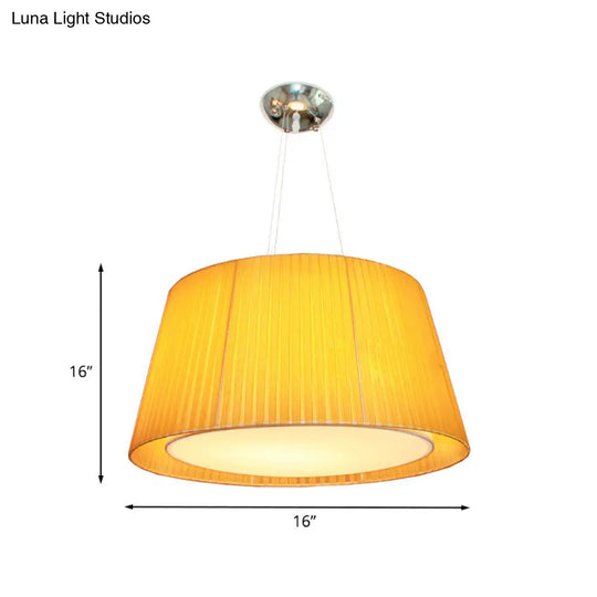 Modern Dual Frustum Hanging Light Fixture Yellow Fabric Pendant Ceiling