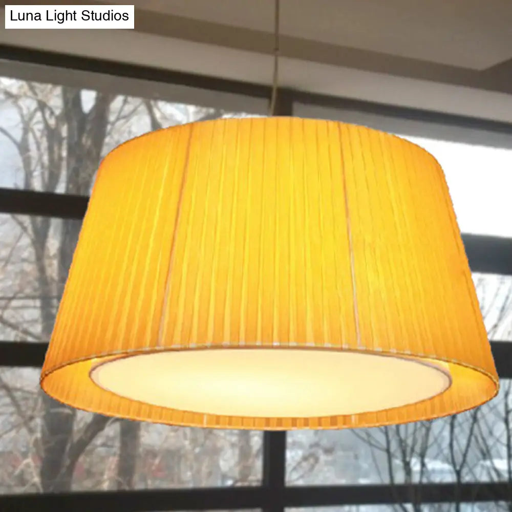 Modern Dual Frustum Hanging Light Fixture Yellow Fabric Pendant Ceiling