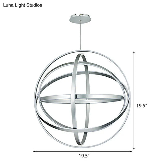 Modern 19.5 Acrylic Globe Chandelier Pendant - White Ceiling Light Fixture