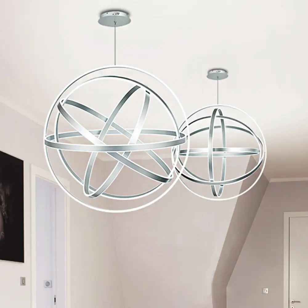 Modernistic Acrylic Globe Chandelier Pendant - 19.5’ Wide 1-Light White Ceiling Fixture