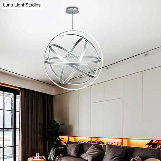 Modern 19.5 Acrylic Globe Chandelier Pendant - White Ceiling Light Fixture